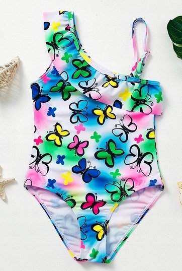 Detské plavky - Jeden -kus outfit. 128 modrá, ružová