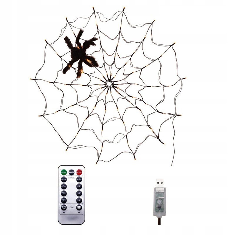 SVIETIACA SPIDER WEB LAMPA USB DEKOR červená