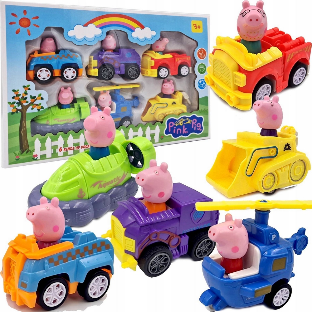 Pig Peppa CAR Drive Figurine 6 ks sady automobilov