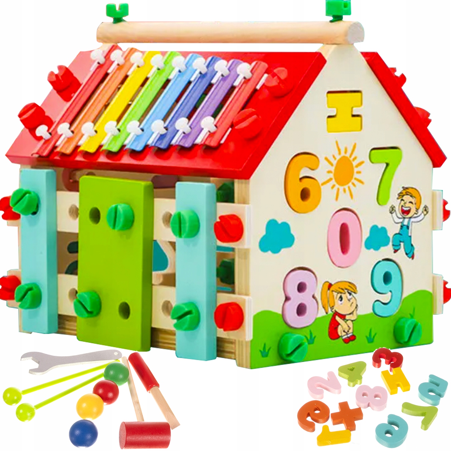 Triedička - Sorter drevený vzdelávací dom Cymbałki Cube Cymbałki gule pre deti
