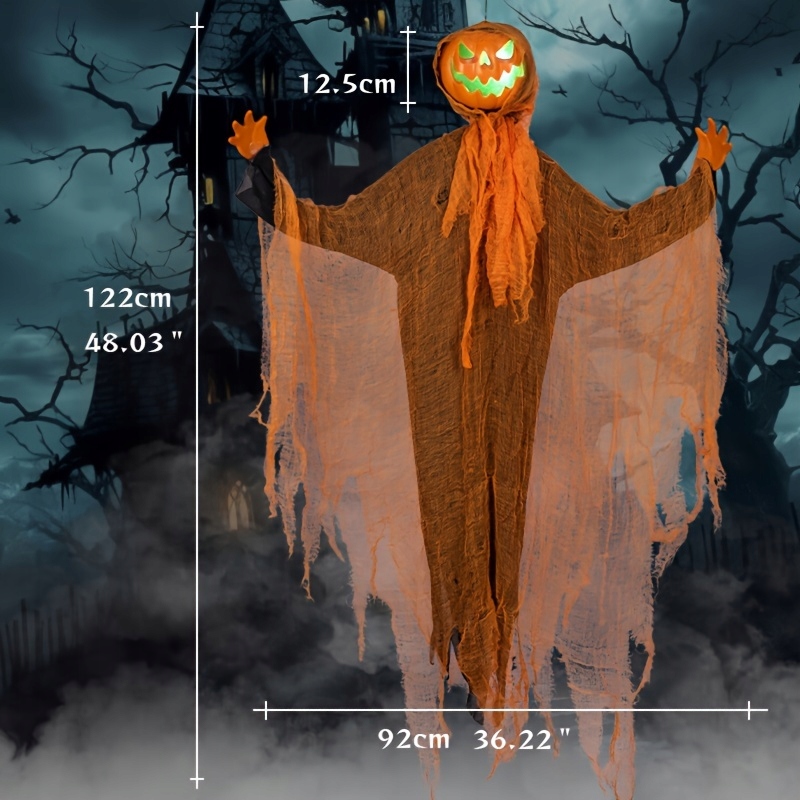 Strašidelná halloweenska tekvica so závesnou dekoráciou so svetlom a zvukom