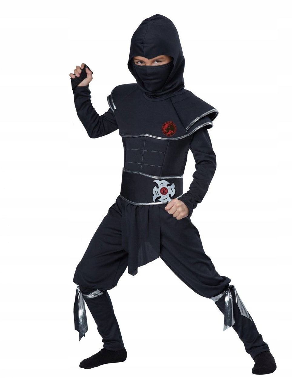 Kostým pre chlapca- Čierny bojovník Ninja Warrior Samurai Svaly 110/122