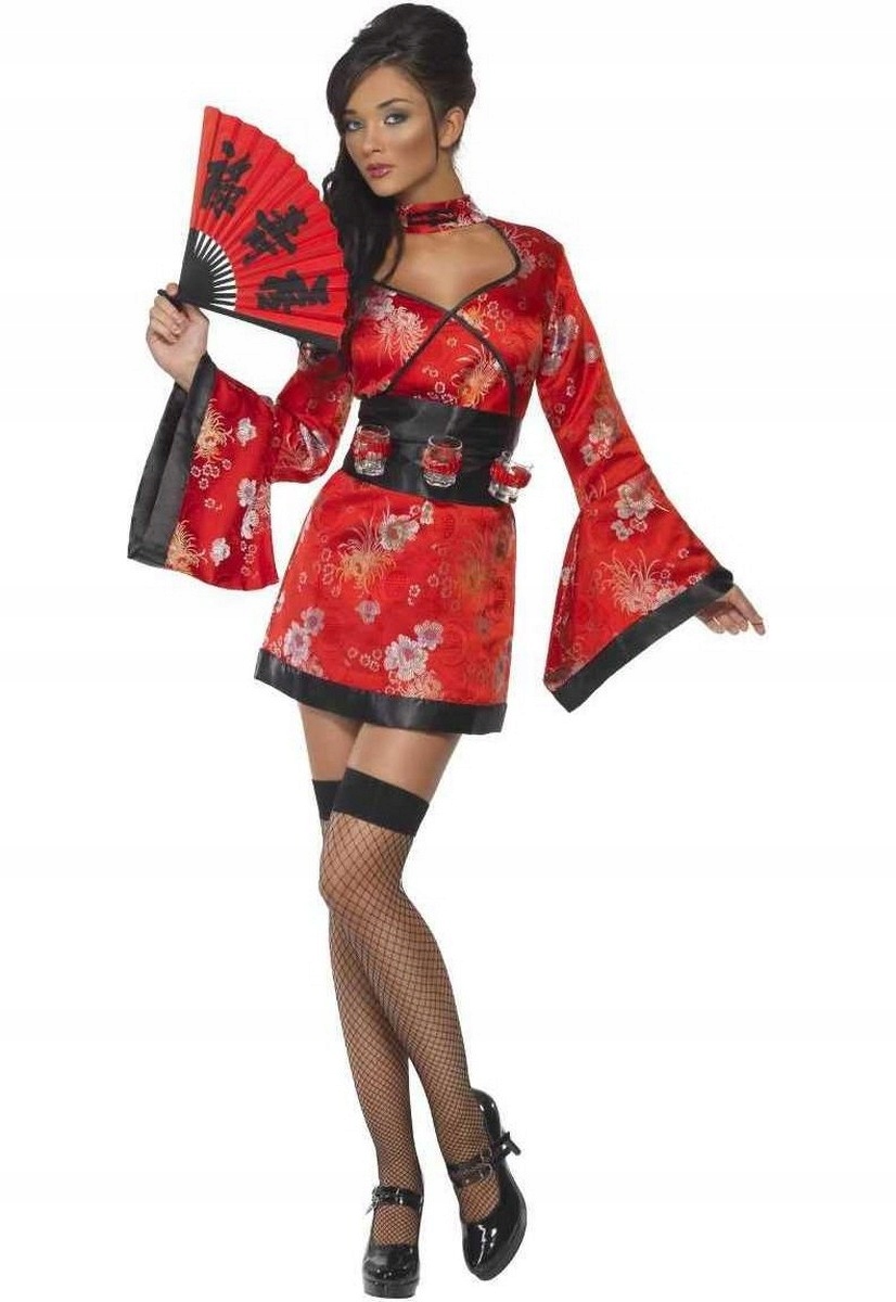 Kostým, maska - Gay Geisha Outfit s opaskom pre okuliare M
