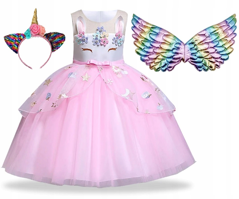 Kostým pre dievča - Unicorn Outfit Dress Band Wings Ball 116