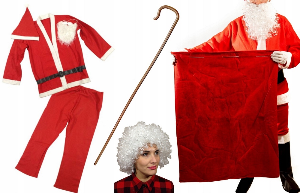 Kostým, maska - Outfit Santa Claus, sada 8 prvkov parochne