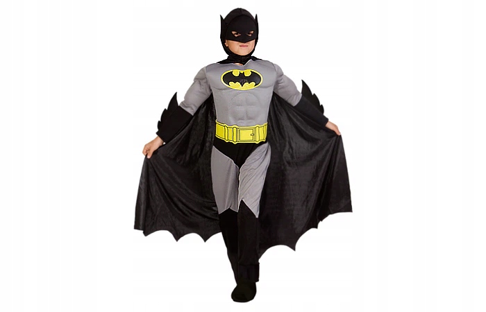 Kostým pre chlapca- Detské šaty Batman s svalmi M 122 - 130