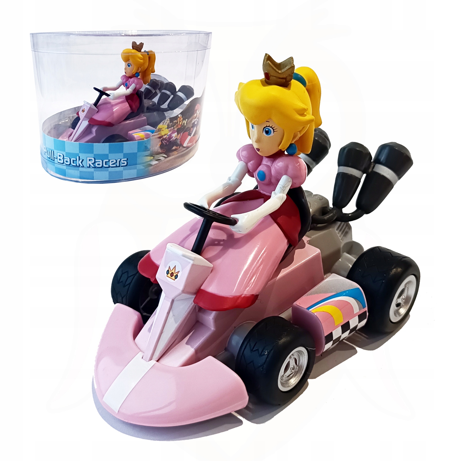 Super Mario Kart figúrka princeznej Peach so sťahovacou Mariokartou