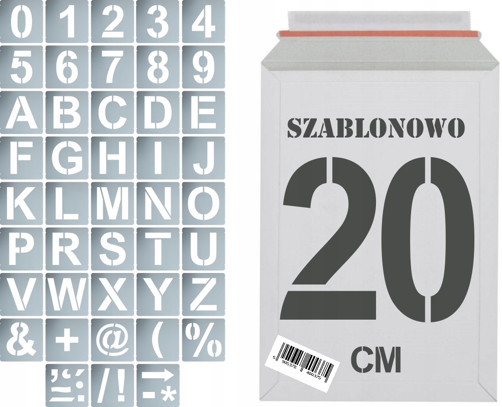 Šablóna šablóny písmen a čísla výška 20 cm 16 x 20 cm