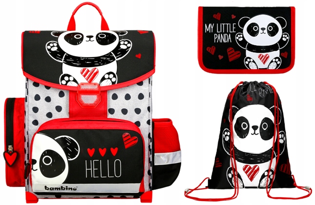 Bambino panda bambino + puzdro na ceruzku + taška
