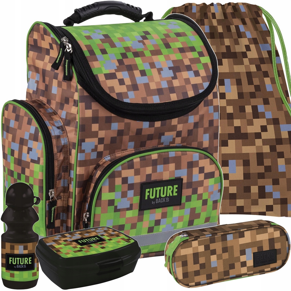 Aktovka - Schoolbag Pixels Game School Set 5in1 Svetlo