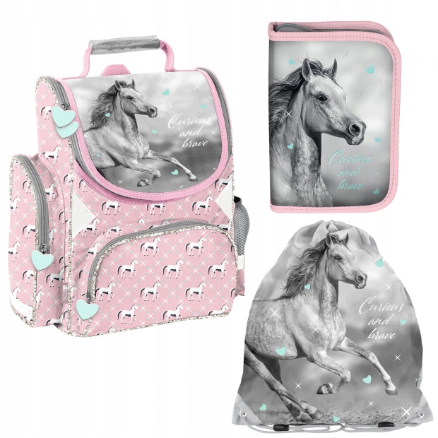 Aktovka - Schoolbag+Cencil Case+Bag -set koní paso