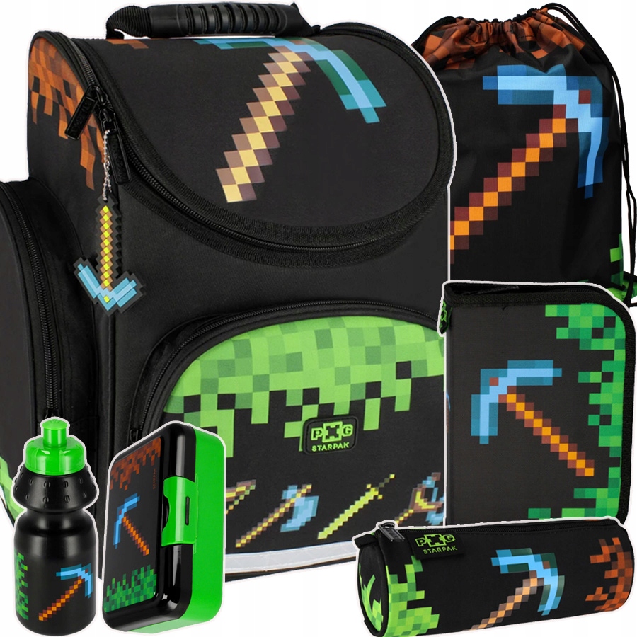Batoh školy Schoolbag School pre chlapec Pixele Game