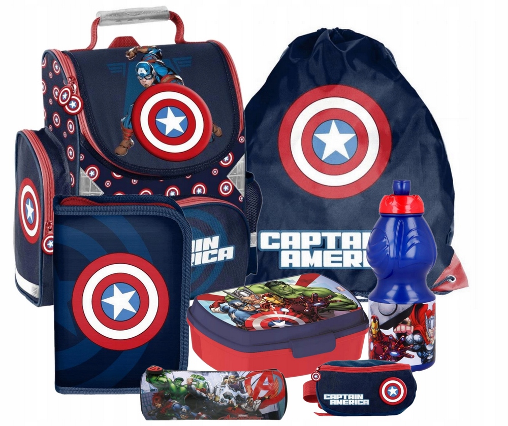 Aktovka - Školská školská taška Avengers Captain America 7in1