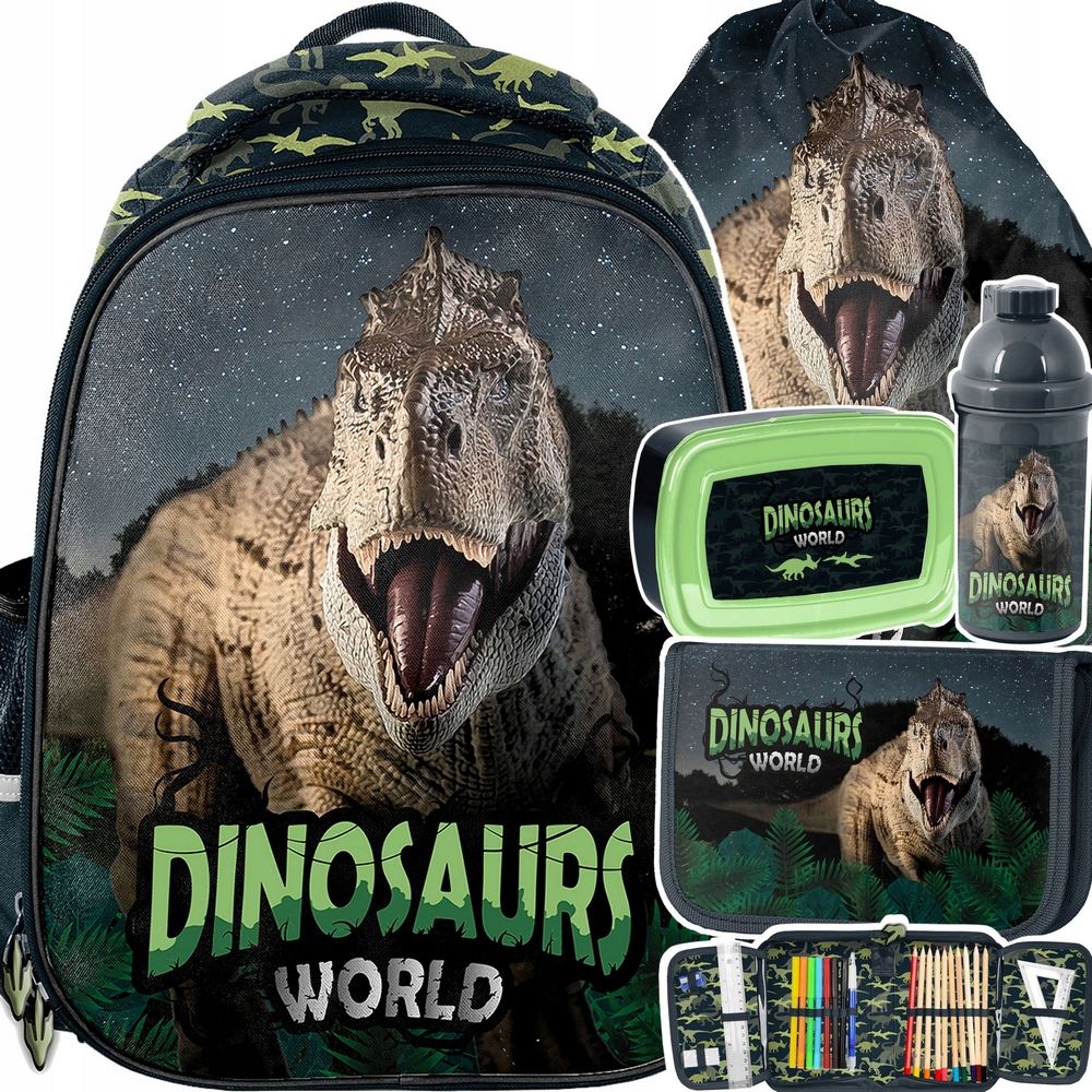 Aktovka - Školská školská taška 5in1 set pre chlapca dinosaura