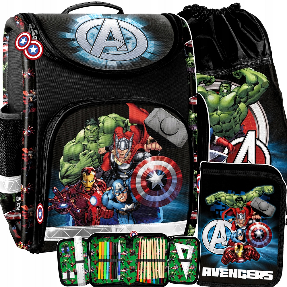 Aktovka - Školská školská taška pre chlapca 3in1 Avengers