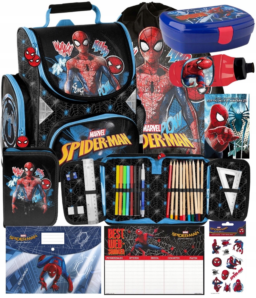 Aktovka - 8in1 School Schoolbag Avengers Iron Man Puence Case