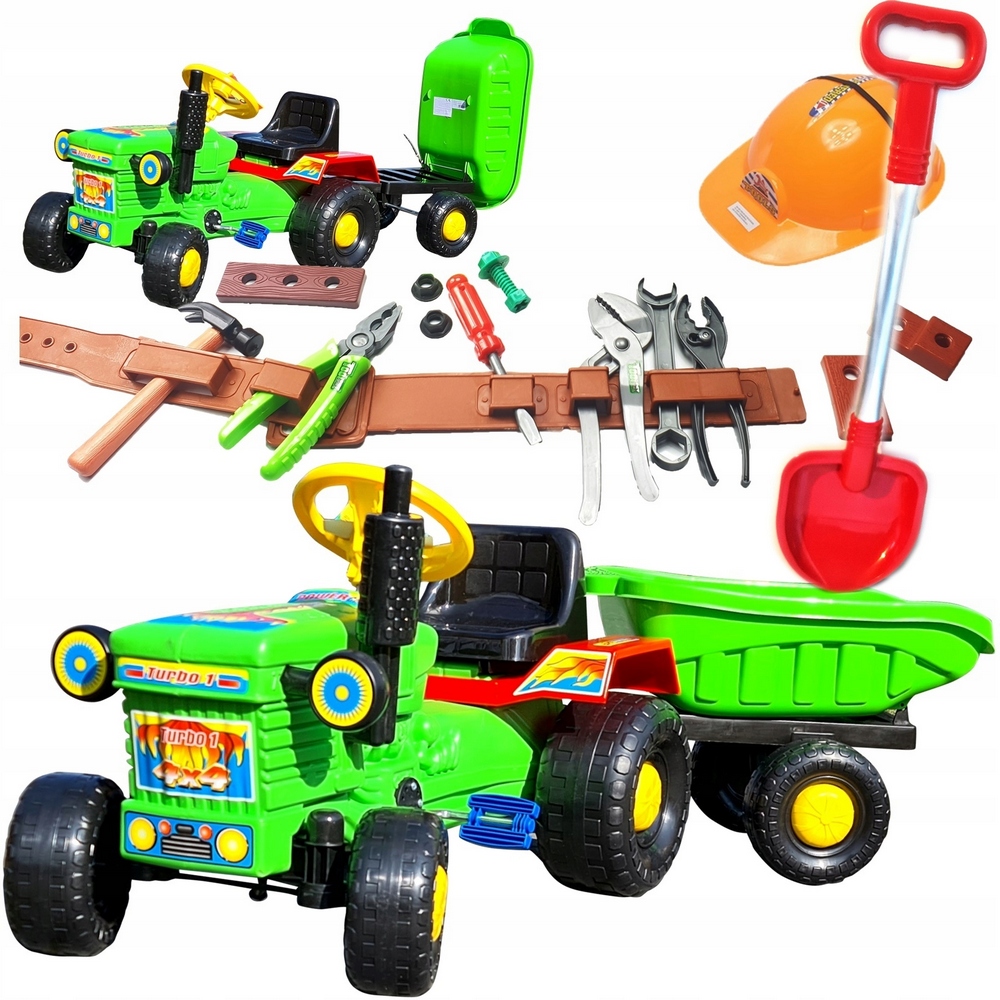 Pedálový traktor +príves +Narod +prilba +rýč