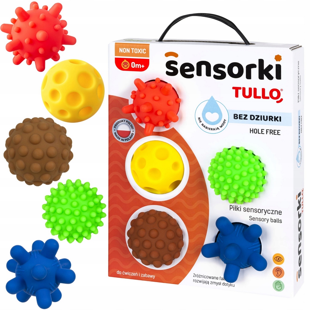 Senzorická hračka - Tullo gule zmyslové gule bez dier 5 ks