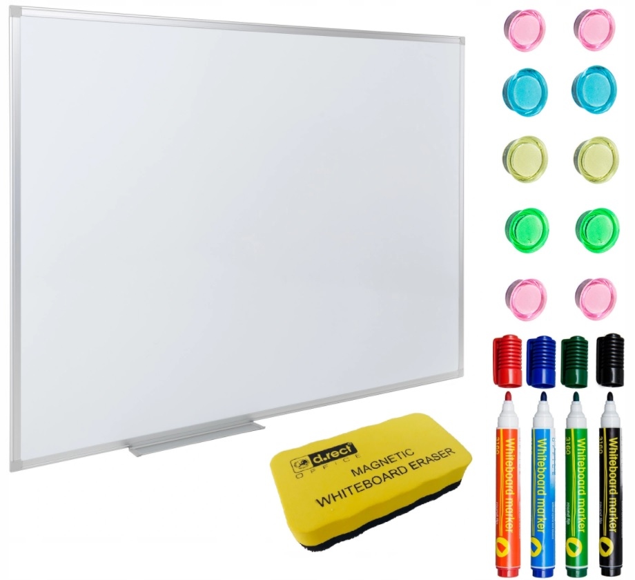 Kriedová, magnetická tabuľa - Biela magnetická tabuľa stierateľná za sucha 90x60