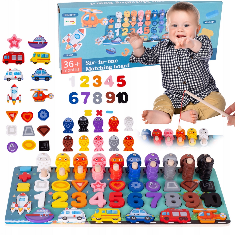 Montessori - Drevená puzzle hra pre deti Montessori Creative Fishing