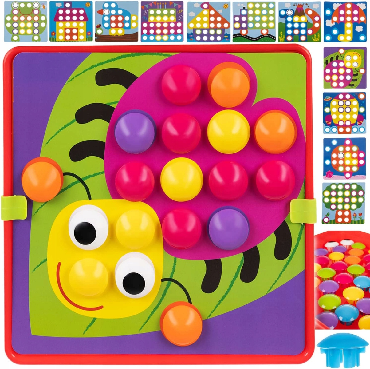 Montessori - Gombíky puzzle vzdelávacie mozaiky Montessori huby 58 prvkov