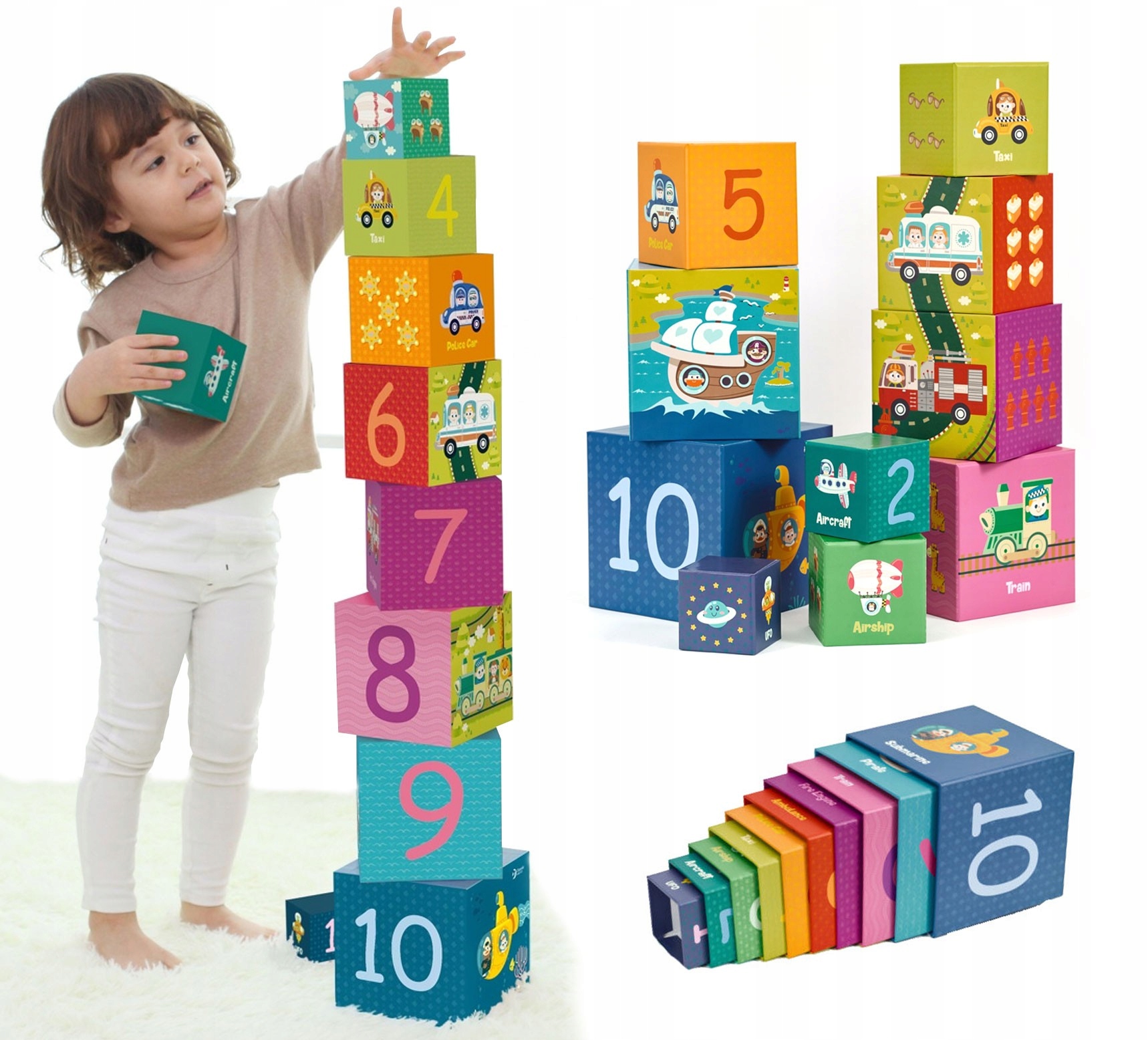 Skladacia veža , pyramída - Montessori puzzle učenie. Vzdelávacie bloky Zoo Brain Train