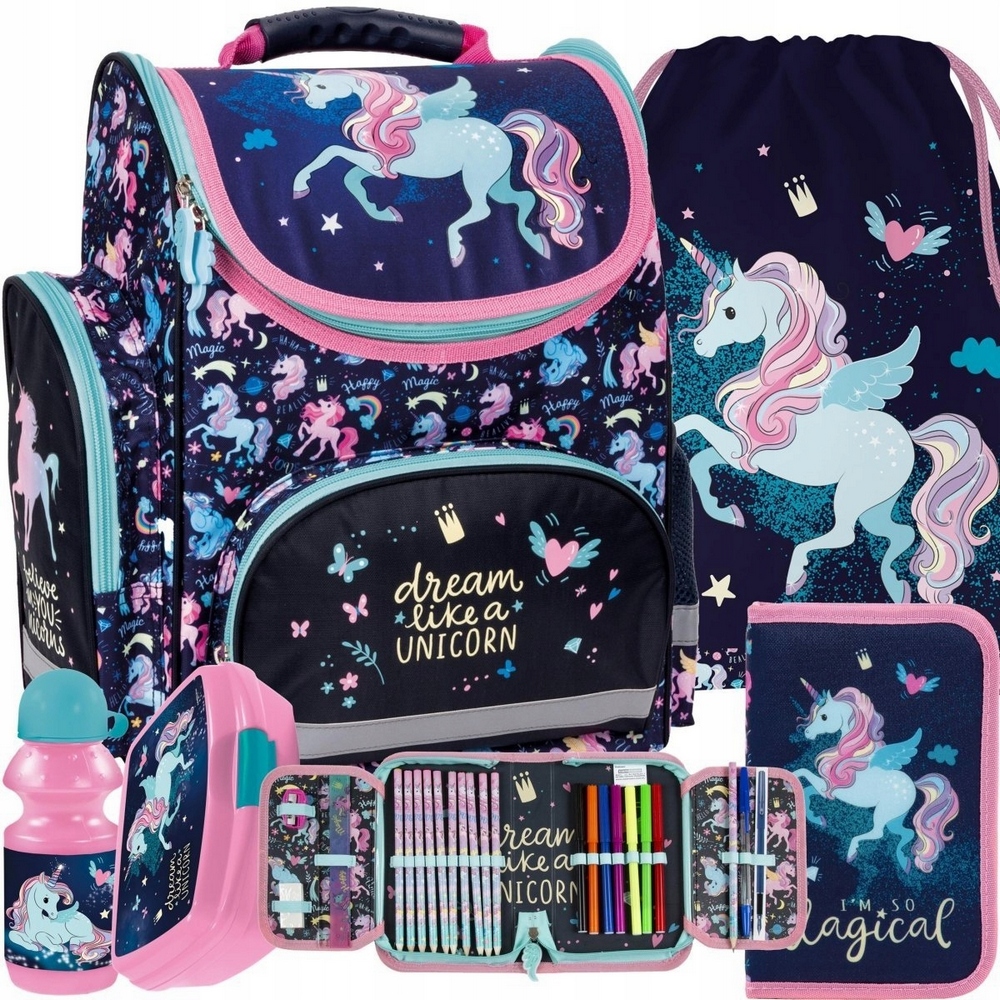 Aktovka - UNICORN School Bag pre dievčenské jednorožce set
