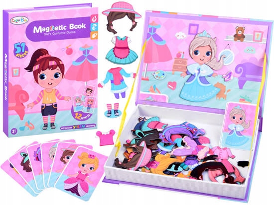 Magnetická stavebnica - Puzzle kniha Magnetic Doll Puzzzle oblečenie