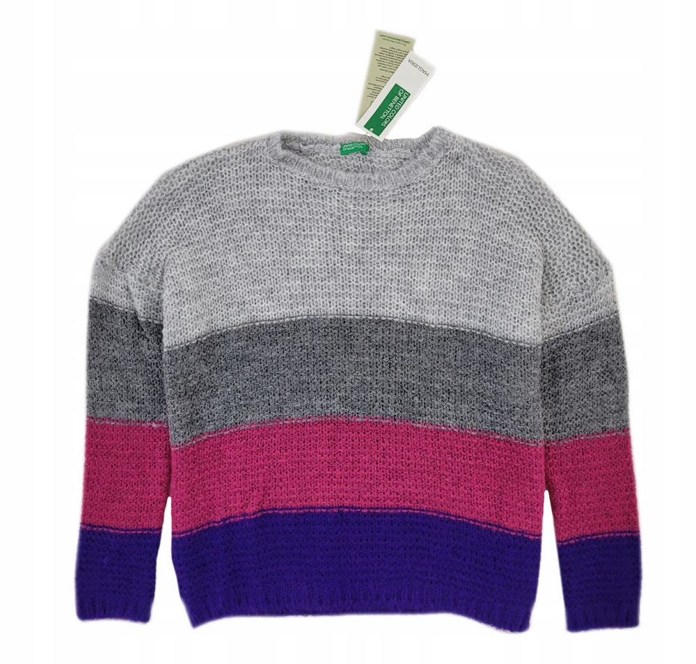 Detský sveter - Benetton 100 Purple, ružový, šedý sveter