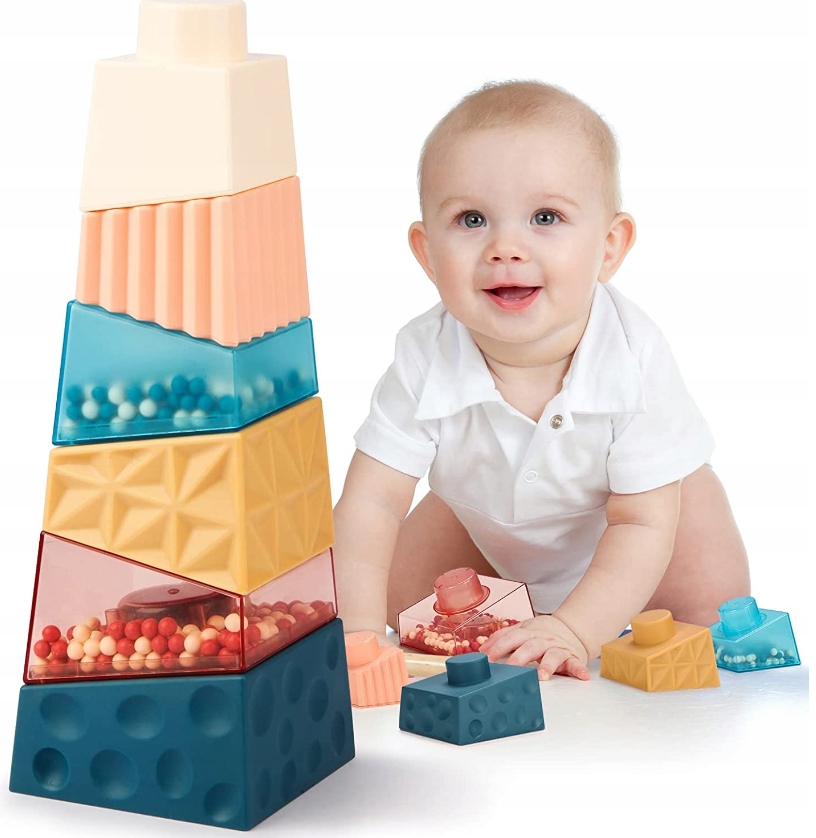 Senzorická hračka - Senzorická veža Vzdelávacia pyramída Montessori Gift Puzzle Blocks
