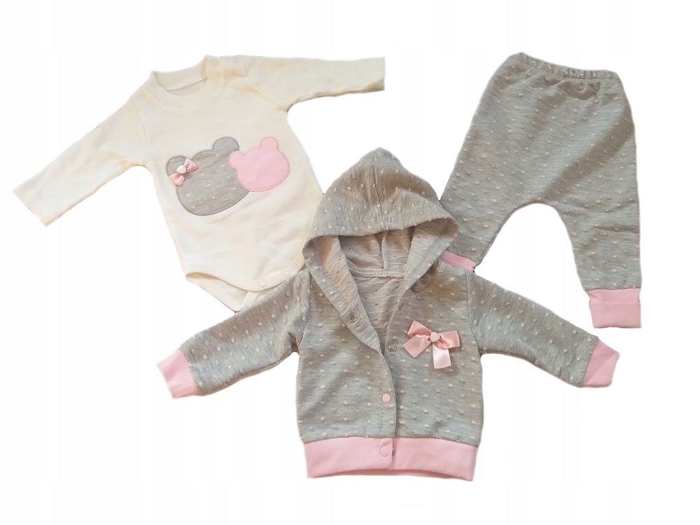 Detský komplet - Baby Set Elci 62 Pink, Grey 3 PCS.