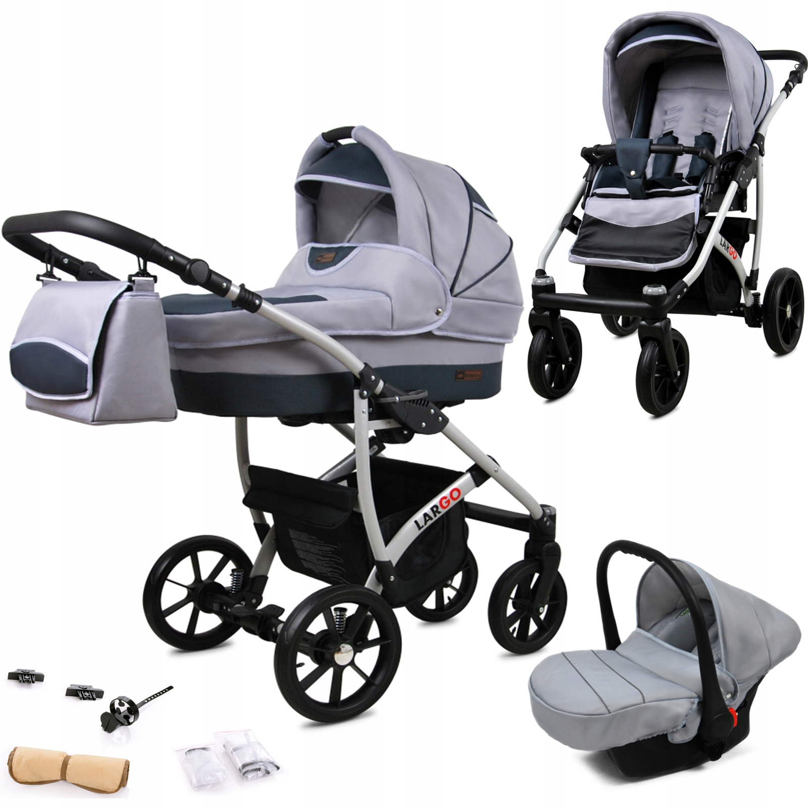 Multifunkčný kočík - 3in1 Pram Babyluux Detský kočík, 30 farieb