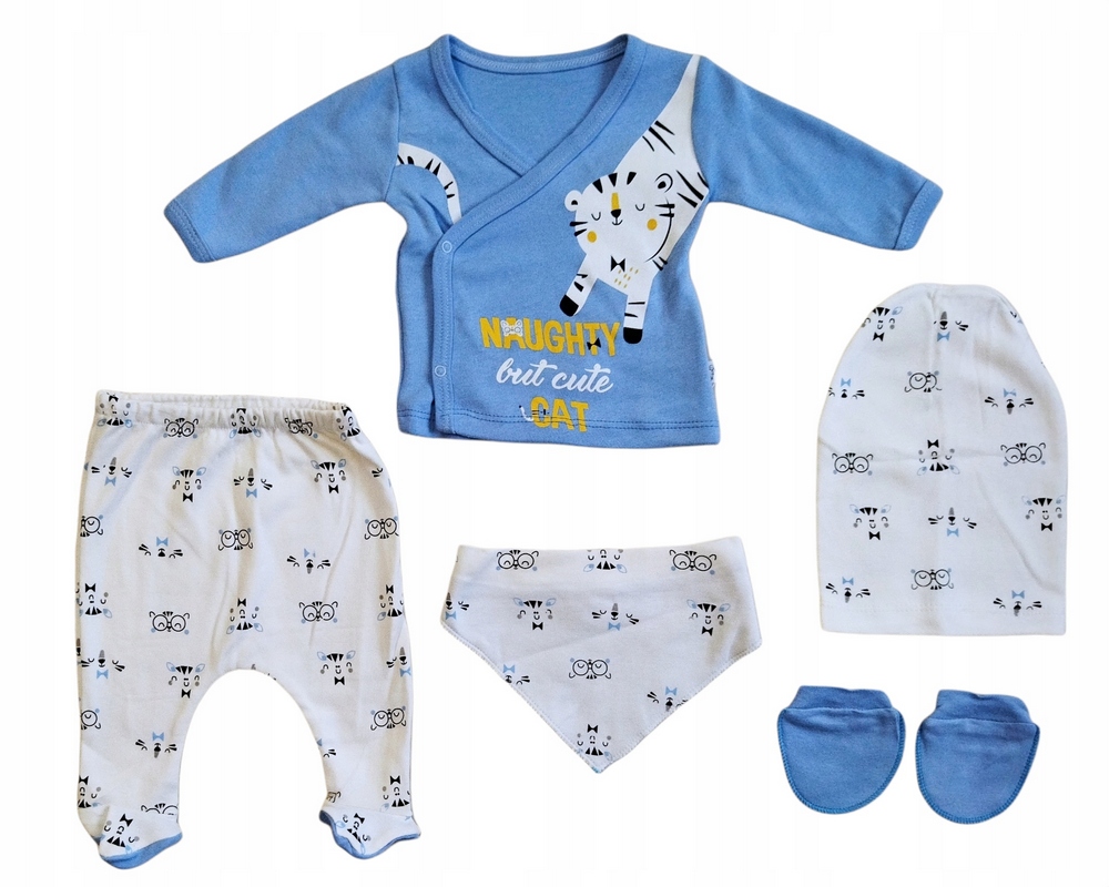 Detský komplet - Dieťa Nonna Baby 56 biela, čierna, modrá 5 ks.