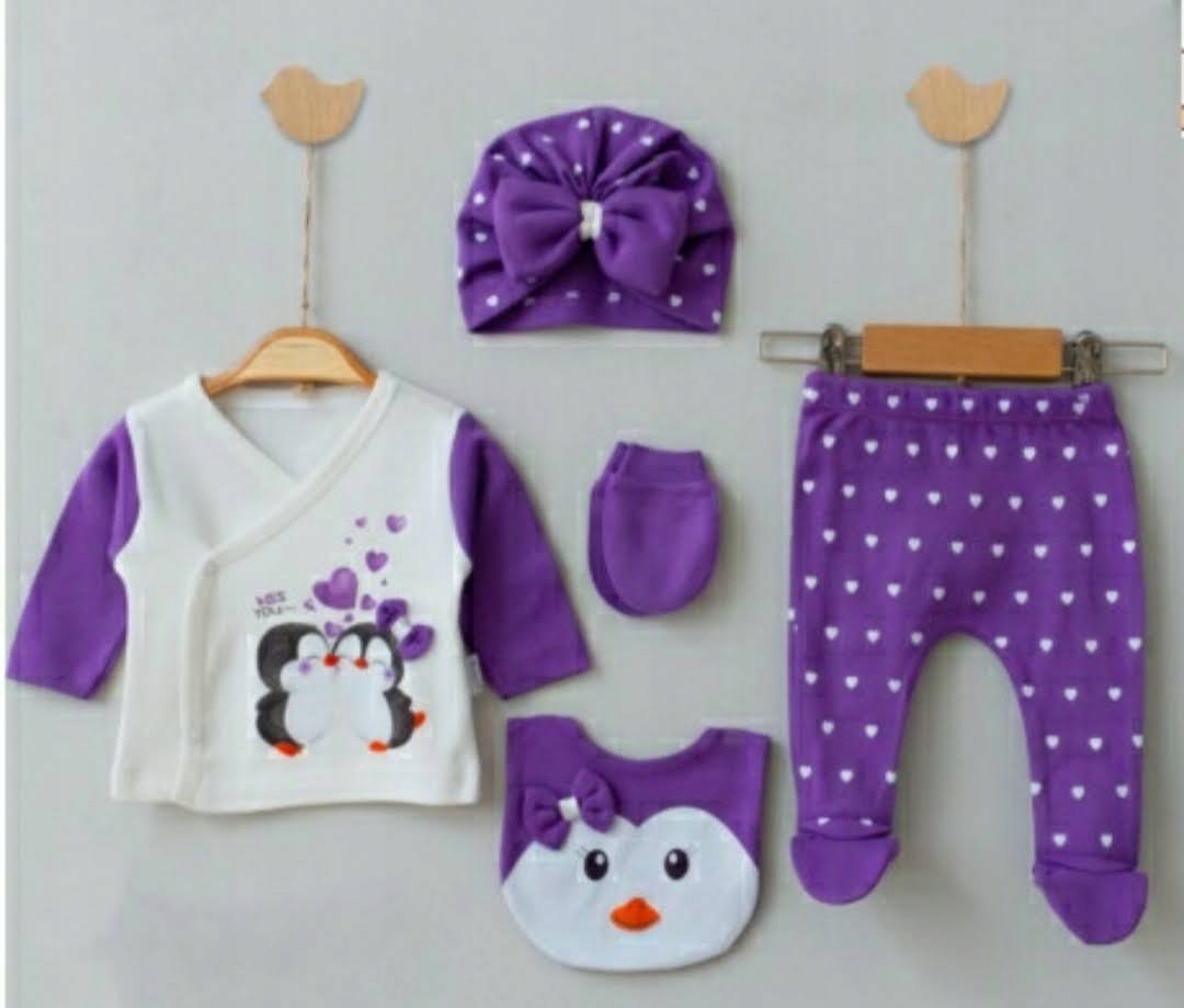 Detský komplet - Mini Hayzen 56 ECRU Baby Set, Purple 5 ks.