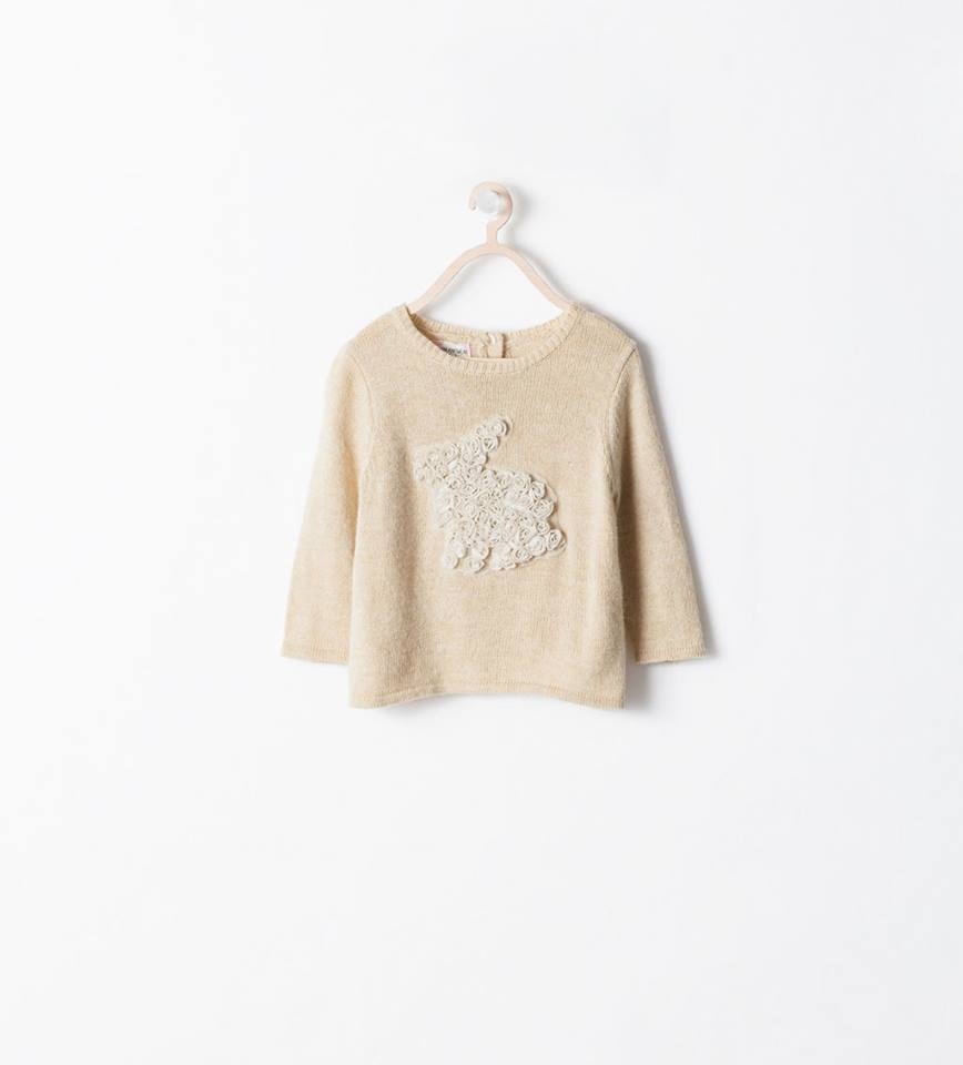 Detský sveter - Zara 92 biely, hnedý sveter