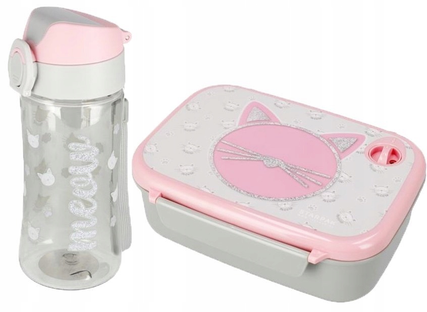 Detský desiatový box, fľaša - STARPAK SADA NA VODU A RAŇAJKY 420 ml KITTY