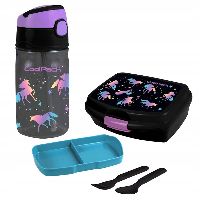 Detský desiatový box, fľaša - Bidon BPA Free Dark Unicorn set set