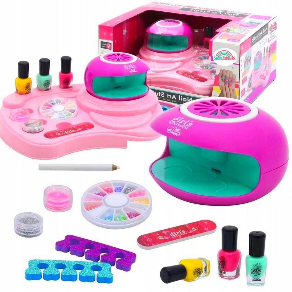 Detský make up - Lakovacia lampa s maľbou maľby manikúrovou sušičkou zdobená