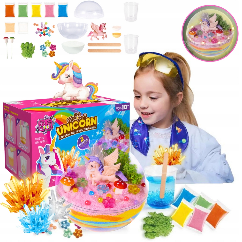 Sada pre malých chemikov - Vzdelávacie súpravy Unicorn Magic Aquarium Crystals LED experimenty