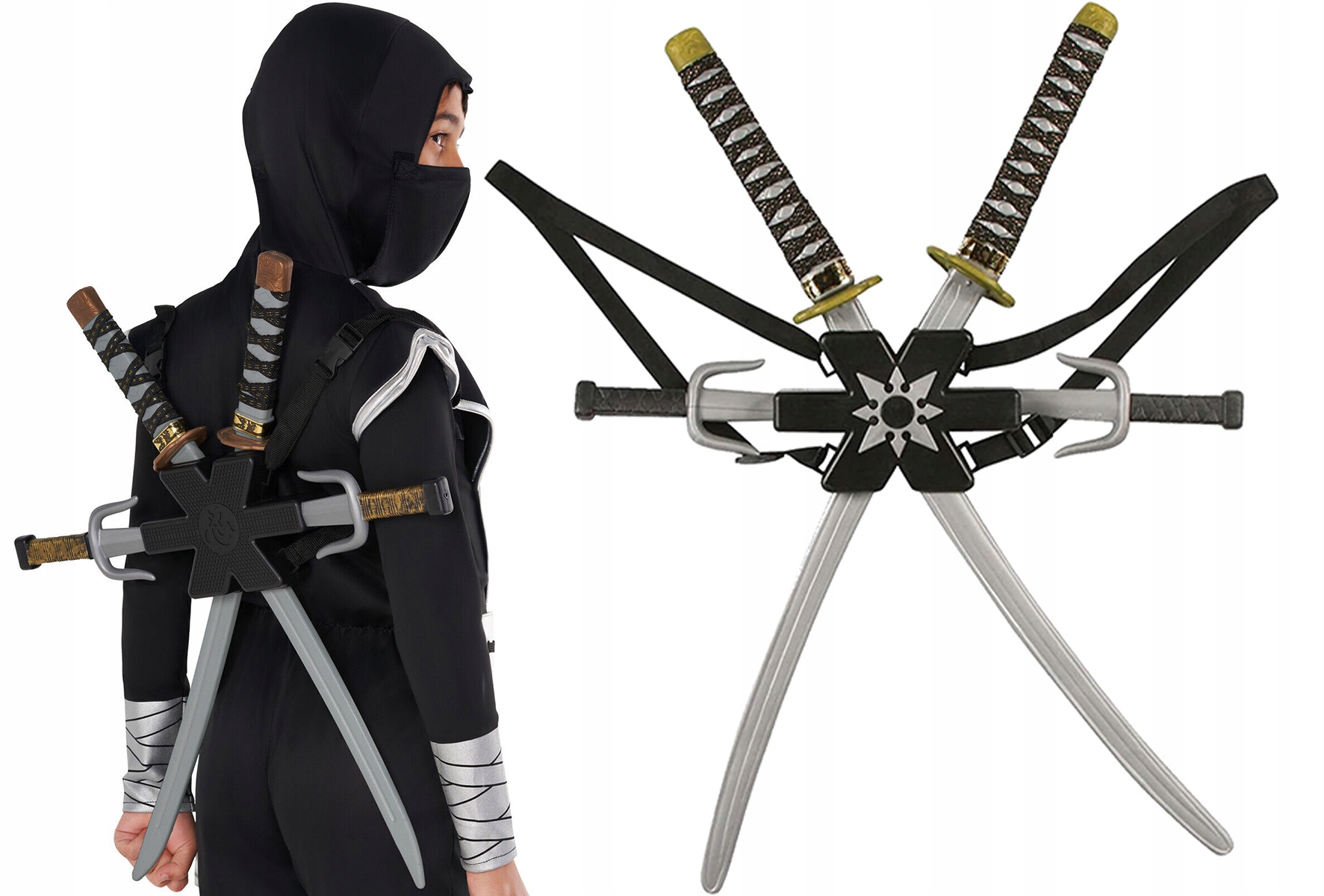 Kostým pre chlapca- Ninja set 2 meče dýky outfity doplnky 5in1