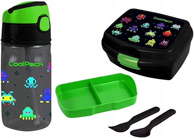 Detský desiatový box, fľaša - Raňajky set- pixel coolpack
