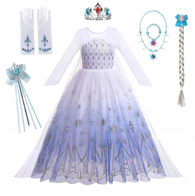 Kostým pre dievča - Set Outfit Dress Massguise Elza Elsa 110/116