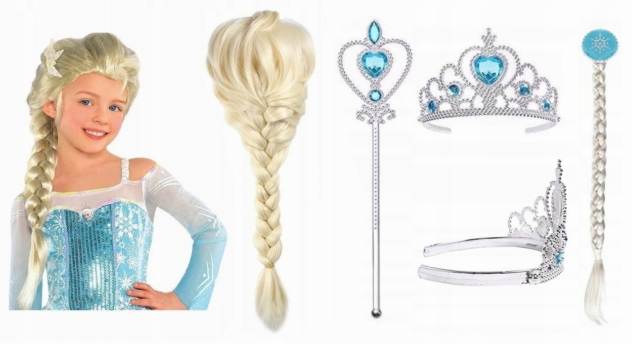 Kostým pre dievča - Západná parochňa Braid Koruna žezla zamrznutá Elsa Elza