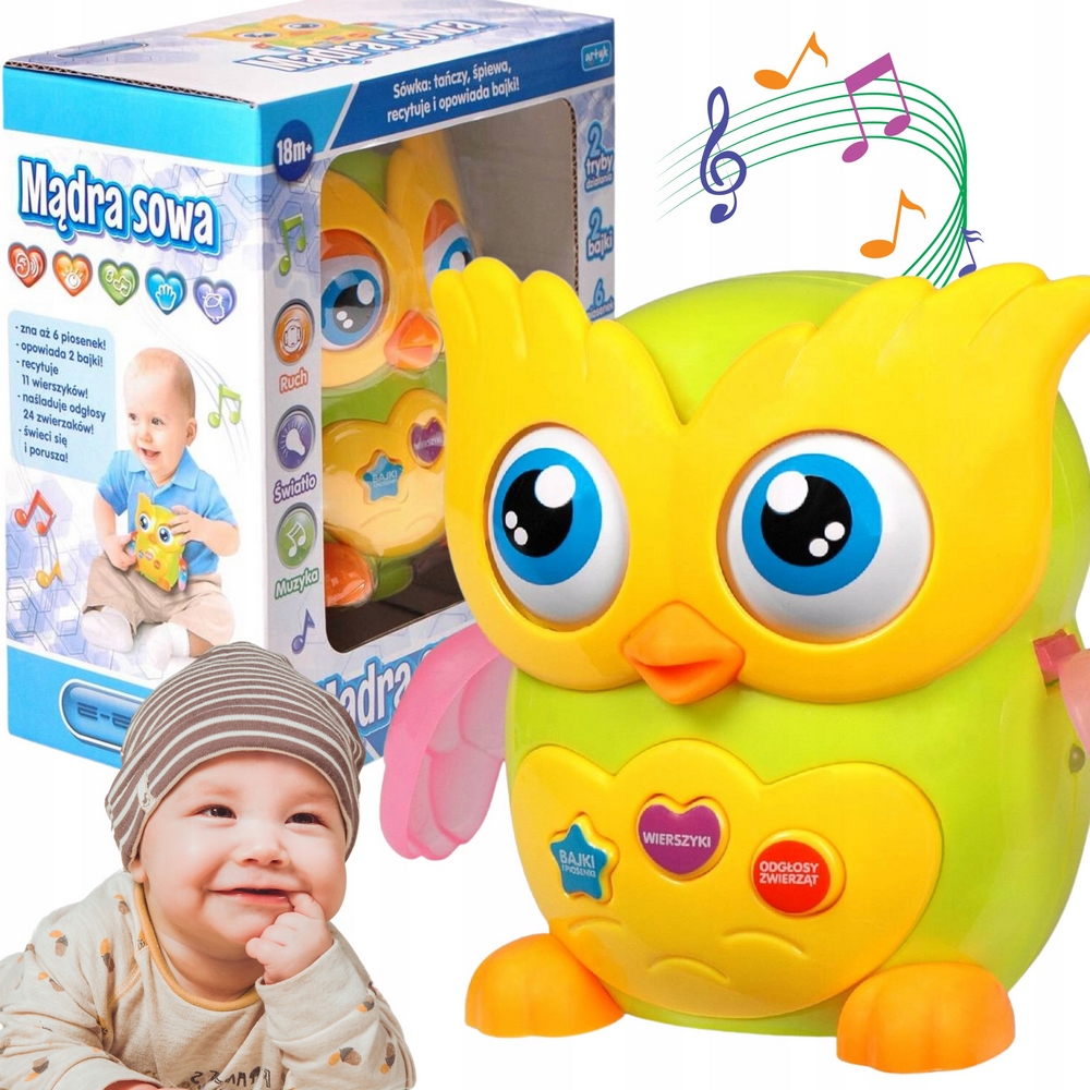 Vzdelávacia hračka - Vzdelávacia hračka Wise Owl hovorí rozprávky v poľských zvukoch svetla