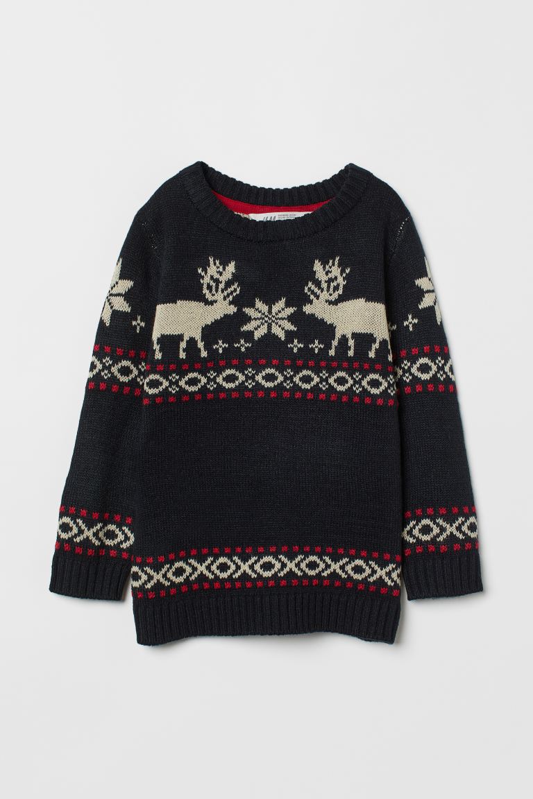Detský sveter - H&M 122 biela, čierna, červená, viacfarebná sveter