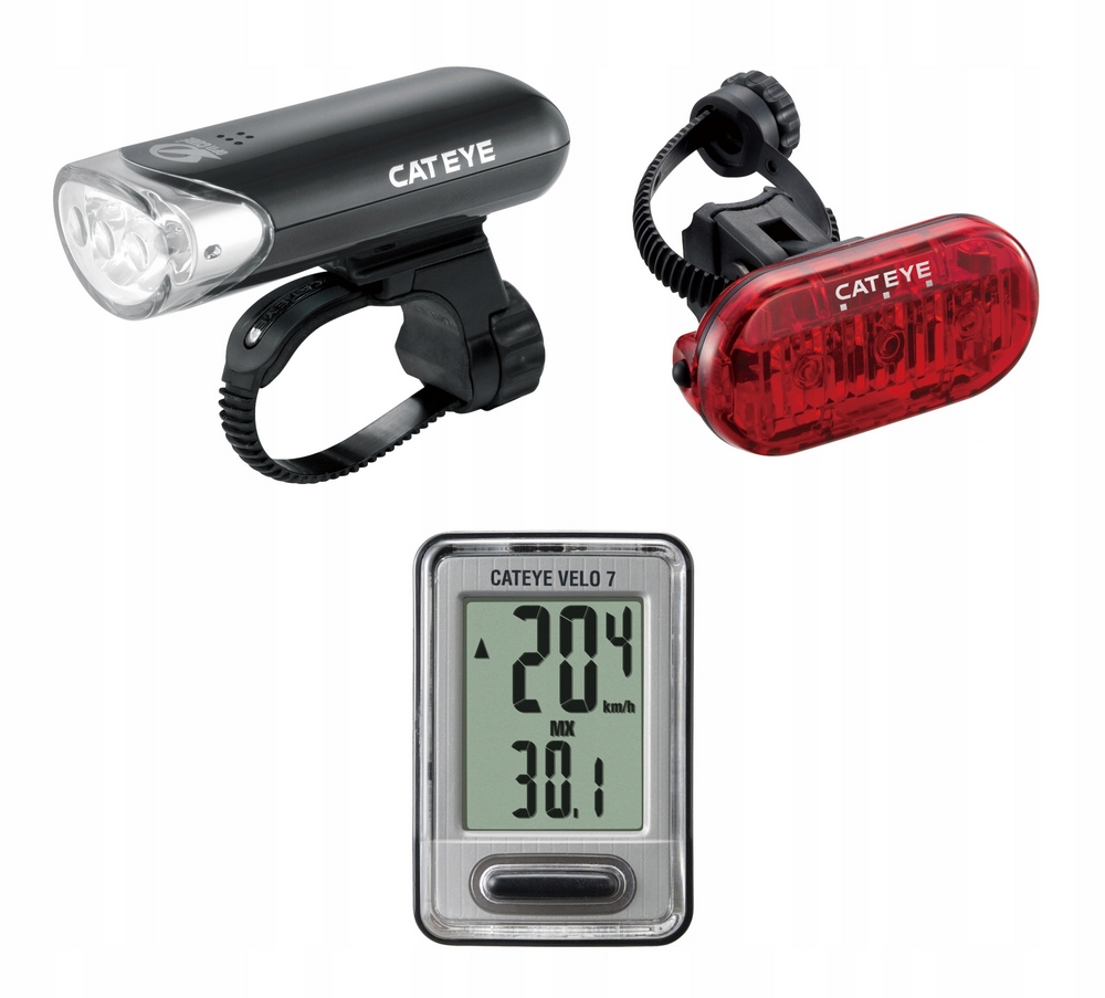 Cateye HL-EL135 + TL-LD135R SET + VELO7 Counter