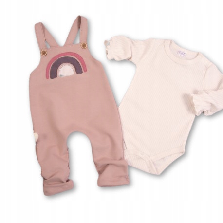 Detský komplet - Dojčenská súprava Poľsko 62 ECRU, Pink 2 PCS.