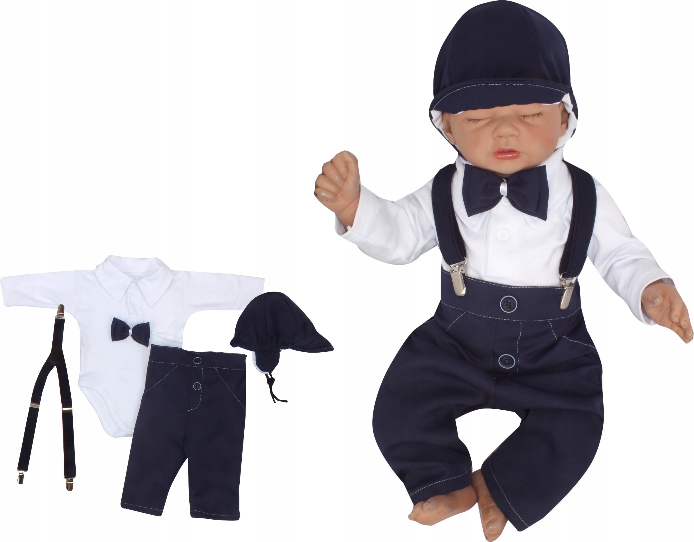 Detský komplet - Baby Set Zyzio & Zuzia 62 White, Navy Blue 5 PCS.