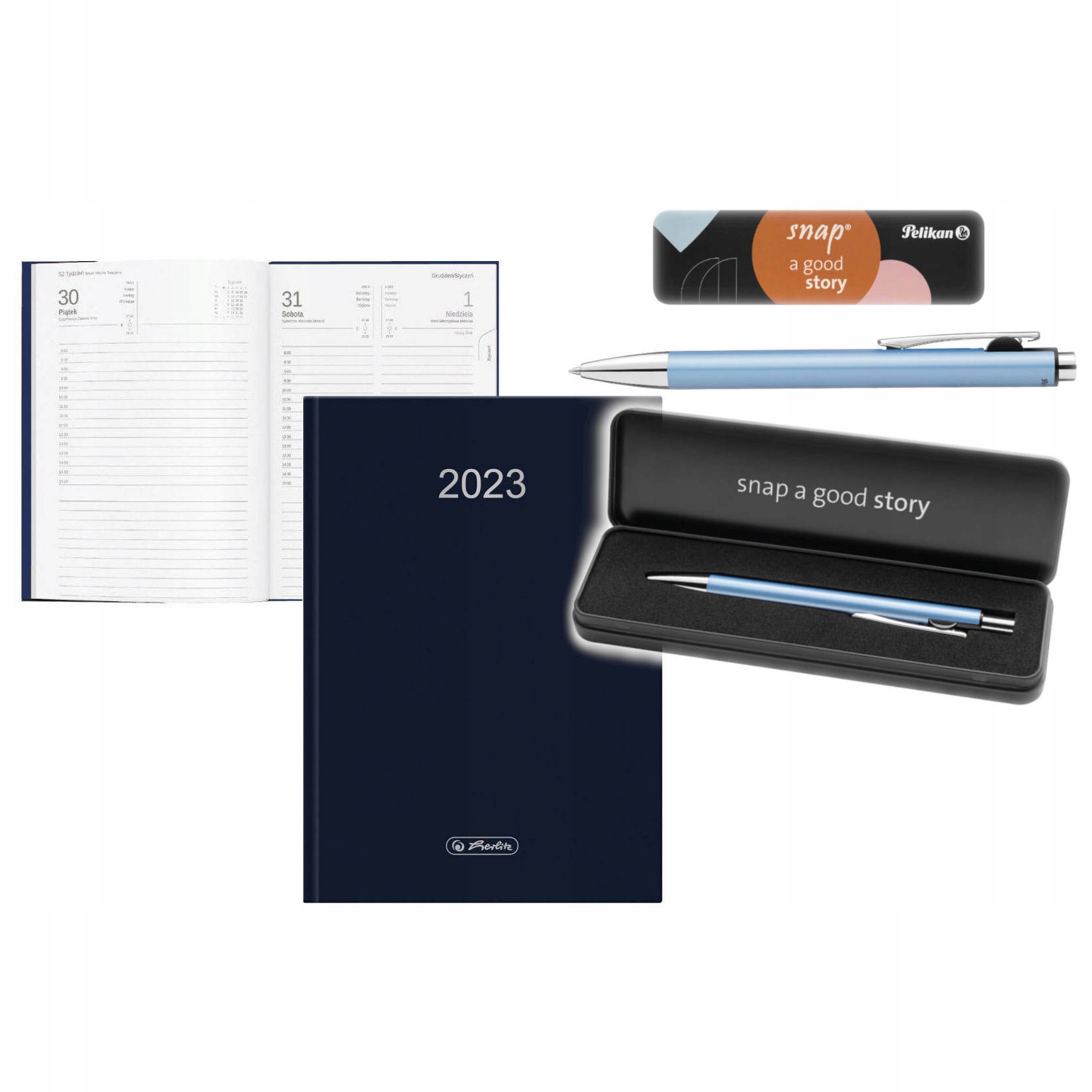 Automatické pero Pelikan 821230 + Kalendár knihy pre podnikateľov 2023 A5 Herlitz Multicolor
