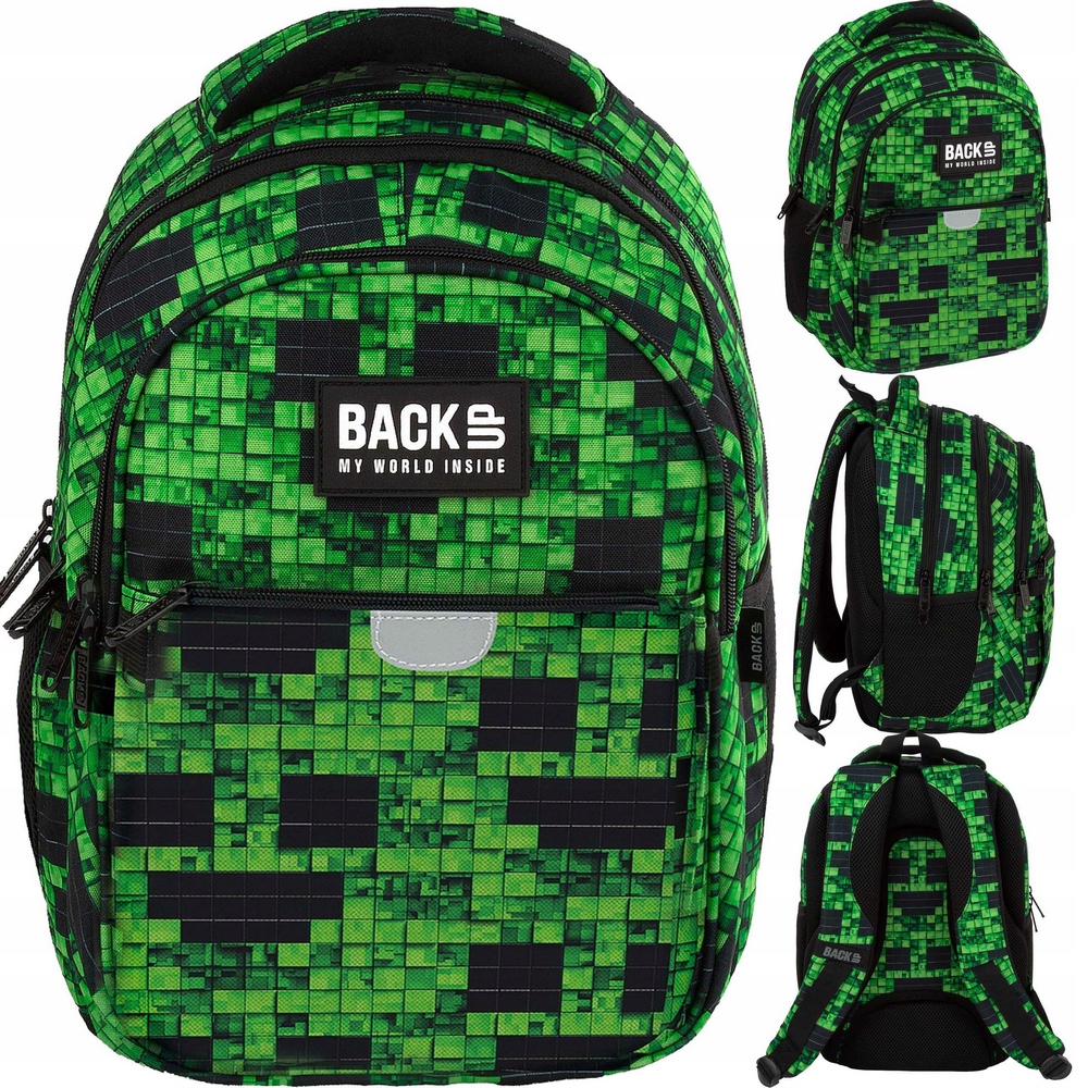 Školský batoh BackUP pre chlapcov, inšpirovaný hrou Minecraft